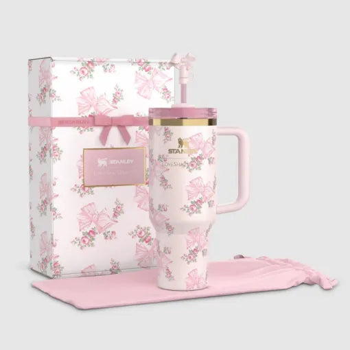 Stanley X Tumbler Love Shack Fancy 40oz Holiday Rosa Beaux Blue Gift Box Cup