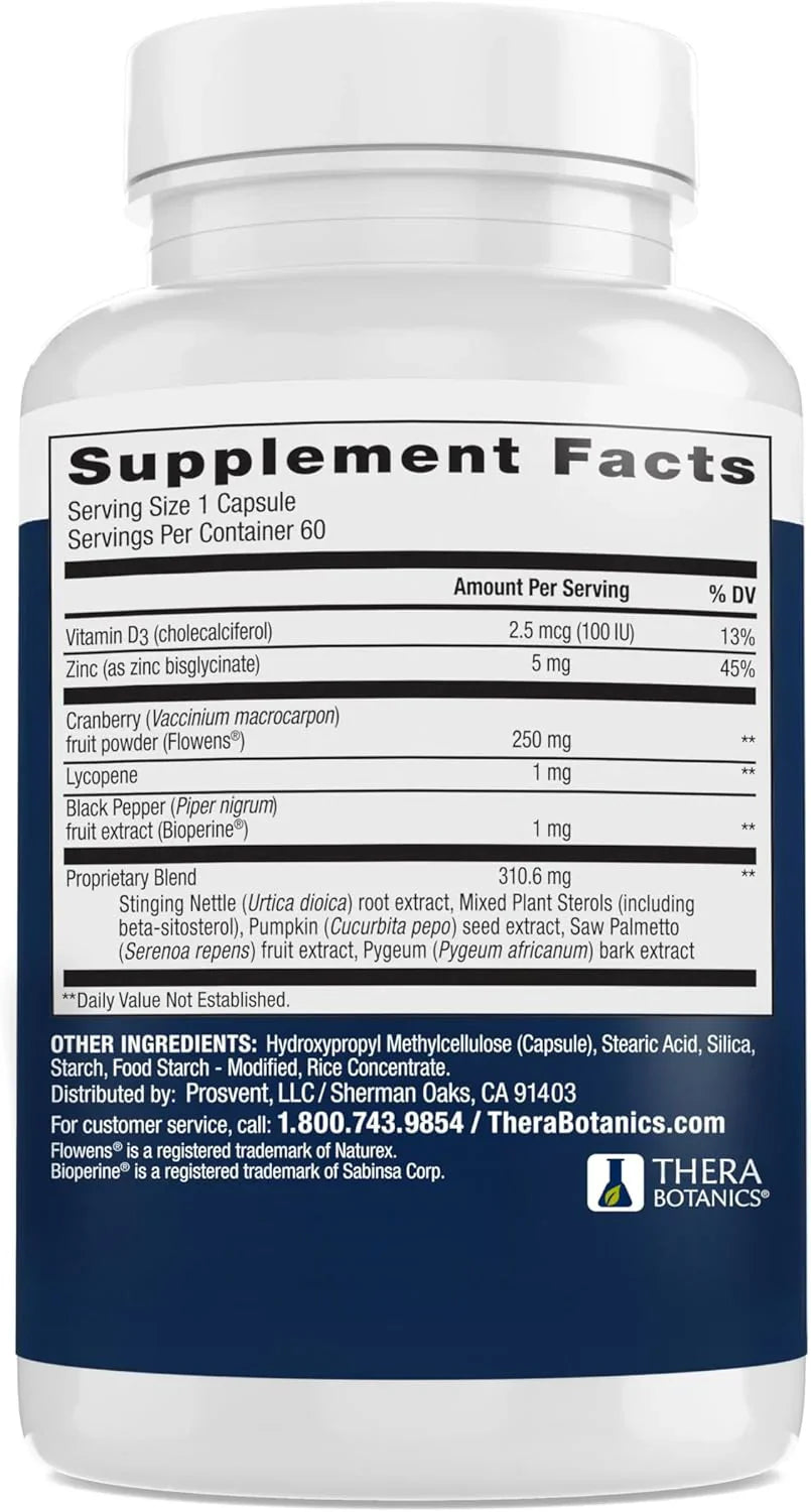 Men’s Prostate Support Supplement with Saw Palmetto, Vitamin D & Zinc – 60 Capsules