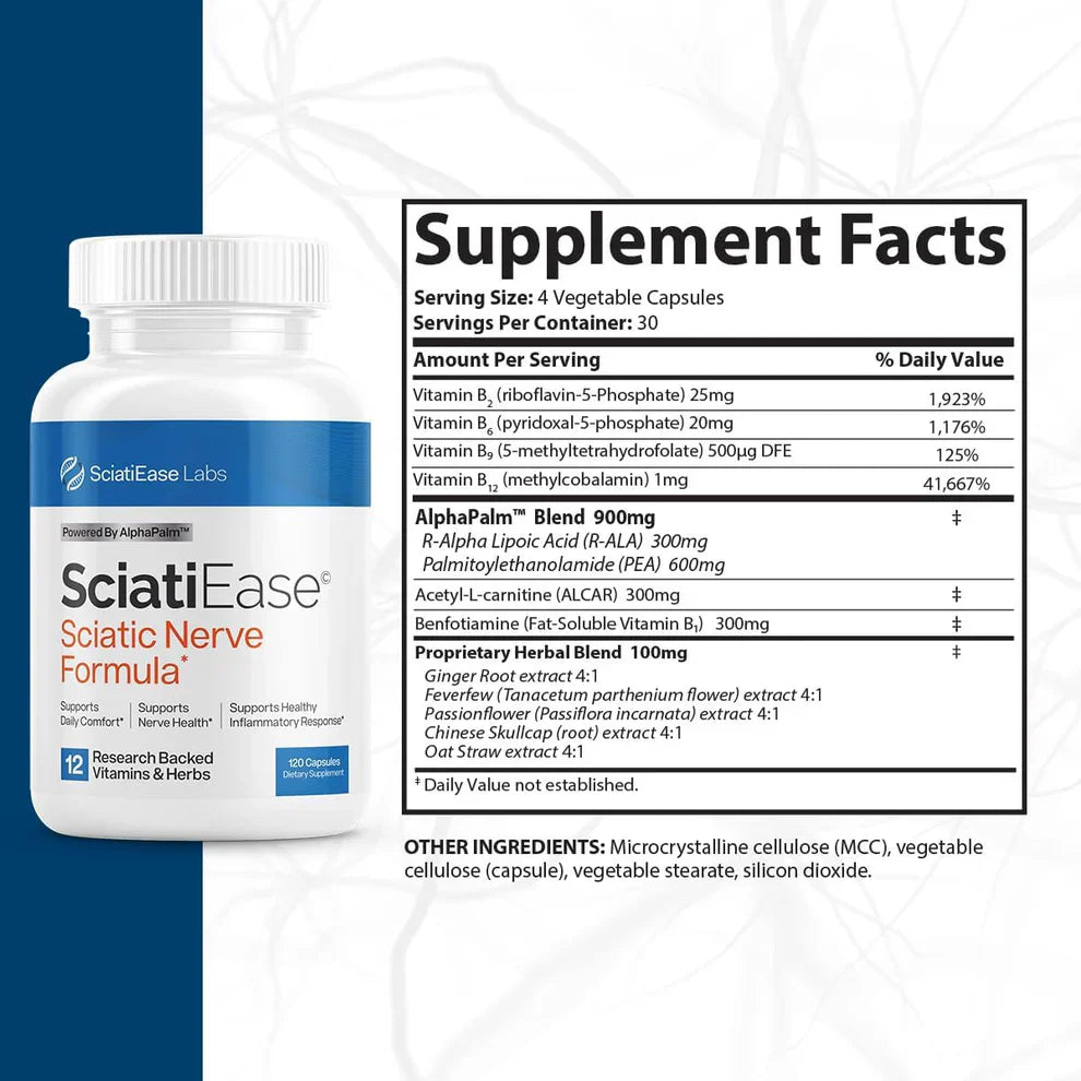 SciatiEase Sciatic Nerve Health Support – 120 Capsules