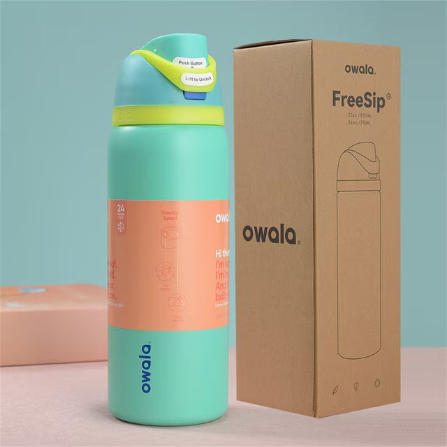 FreeSip 32 Oz Blue Insulated Stainless Water Bottle With Lid Insulated Stainless Water Bottle With For Sports And Travel Dreamy Field
