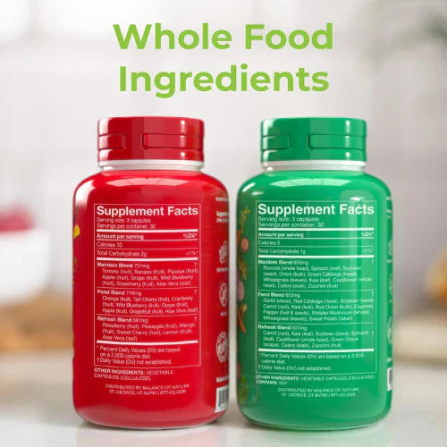 Balance of Nature Fruits & Veggies – Whole Food Supplement for Adults & Kids – 180 Capsules (1 Set)