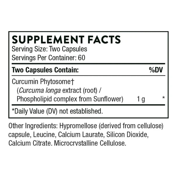 Thorne Curcumin Phytosome 1000mg (Meriva) – 120 Capsules | Joint, Muscle & Brain Support